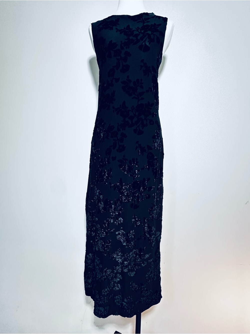 Ninety Black Floral Velvet Burnout Maxi Dress